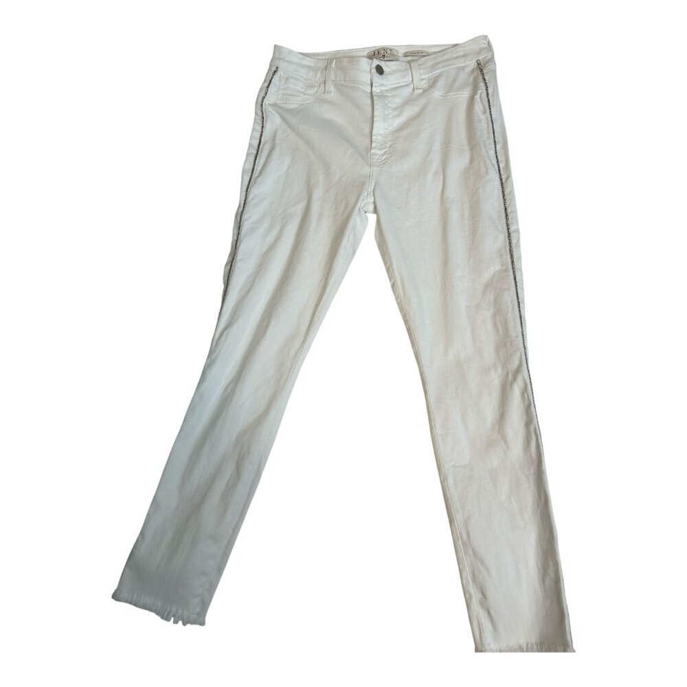Jen7 by 7 for All Mankind White Side Bling Ankle Skinny Stretchy Jeans Size 6 - Picture 2 of 14